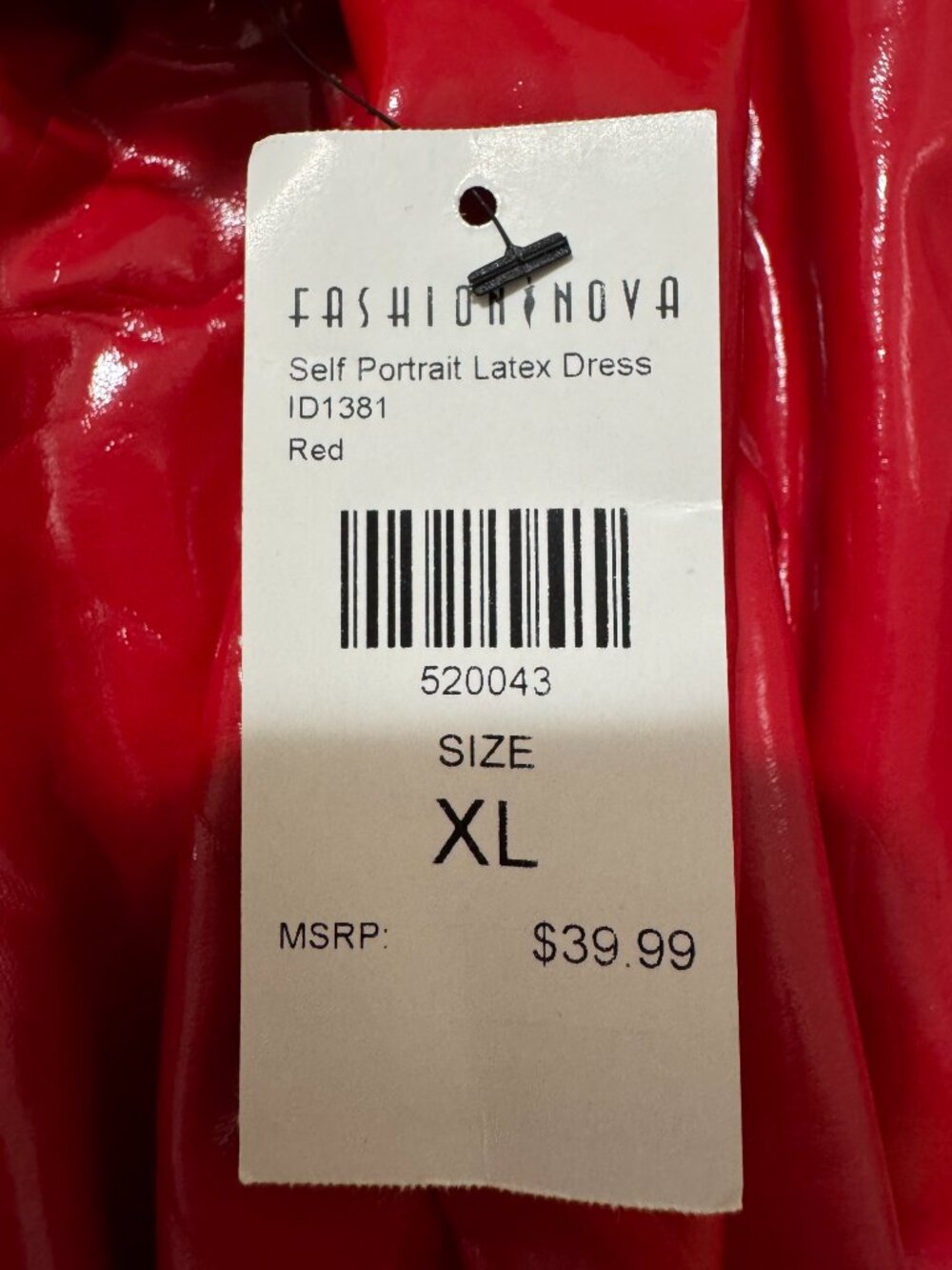 Fashion Nova "Self Portrait" latex midi Dress - Red - Size XL - NWT - Picture 3 of 3